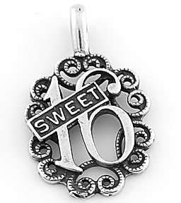 STERLING SILVER SWEET 16 CHARM / PENDANT