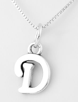 STERLING SILVER LETTER D CHARM WITH 16 inch NECKLACE