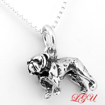 STERLING SILVER BULLDOG BULL DOG 3D CHARM with 16 INCH NECKLACE