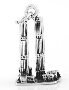 STERLING SILVER 3D TWIN TOWERS WORLD TRADE CENTER CHARM