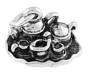 STERLING SILVER TEA POTS / CUP SET CHARM/PENDANT