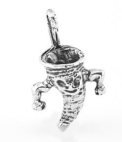 STERLING SILVER 3D TORNADO CHARM/PENDANT