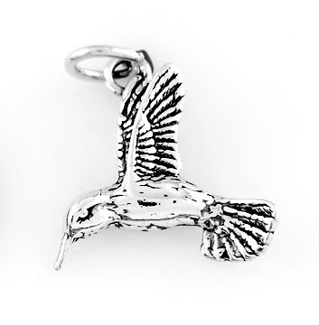 STERLING SILVER FLYING HUMMINGBIRD CHARM/PENDANT