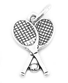 STERLING SILVER TENNIS RACKETS WITH BALL CHARM/PENDANT