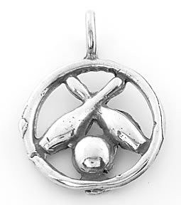 STERLING SILVER BOWLING PIN AND BALL CHARM/PENDANT