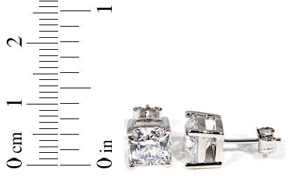 STERLING SILVER CZ CUSHION CUT STUD EARRINGS 7MM3