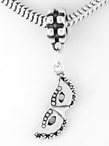 STERLING SILVER DANGLE THEATER MARDIS GRAS MASK MASQUERADE BEAD