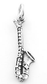 STERLING SILVER SAXOPHONE CHARM/PENDANT