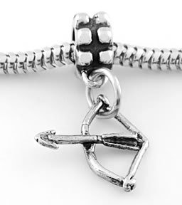 STERLING SILVER DANGLE ARCHERY BOW and ARROW BEAD