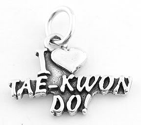 STERLING SILVER I LOVE TAE KWON DO CHARM/PENDANT