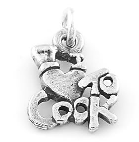 STERLING SILVER I LOVE TO COOK WITH CHEF HAT CHARM/ PENDANT