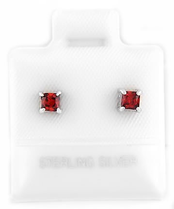 STERLING SILVER JANUARY BIRTHSTONE CZ CHILD POST EARRINGS 3mm