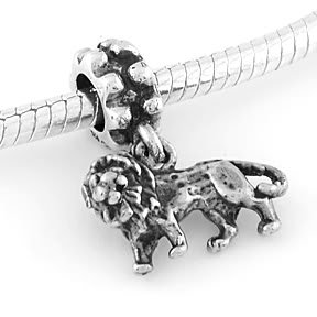 STERLING SILVER DANGLING LION EUROPEAN BEAD