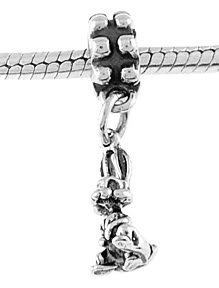 STERLING SILVER DANGLING RABBIT/BUNNY EUROPEAN BEAD