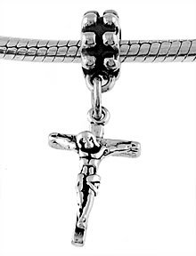 STERLING SILVER DANGLING JESUS CRUCIFIX EUROPEAN BEAD