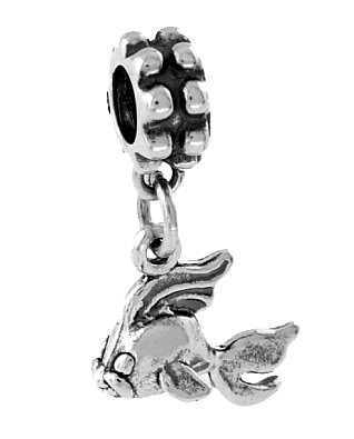 STERLING SILVER DANGLING 3D GOLDFISH EUROPEAN BEAD