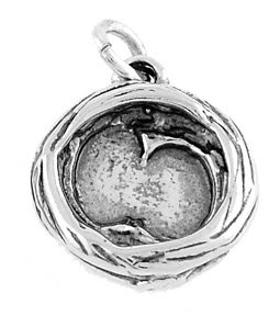 STERLING SILVER BIRD'S NEST CHARM/PENDANT