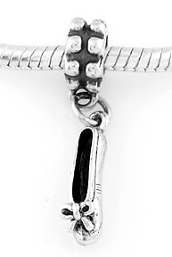 STERLING SILVER DANGLE BALLERINA SLIPPER EUROPEAN STYLE BEAD