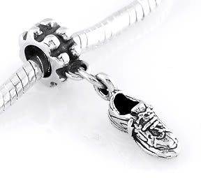 STERLING SILVER DANGLE TENNIS SHOE EUROPEAN STYLE BEAD