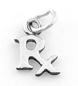 STERLING SILVER RX SYMBOL CHARM/PENDANT