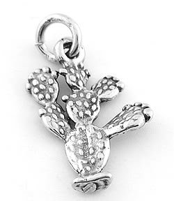 STERLING SILVER PRICKLY PEAR CACTUS CHARM/PENDANT