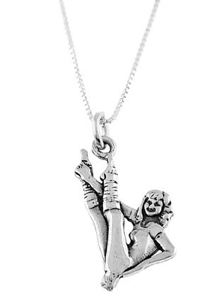 STERLING SILVER GYMNASTIC BALLET DANCER & 16" BOX CHAIN