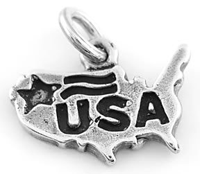 STERLING SILVER USA MAP CHARM/PENDANT