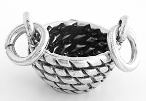 STERLING SILVER 3D BASKET CHARM/PENDANT