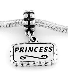 STERLING SILVER DANGLING PRINCESS EUROPEAN STYLE BEAD