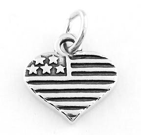 STERLING SILVER U.S.A. HEART CHARM/PENDANT