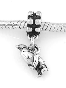 STERLING SILVER DANGLING PENGUIN EUROPEAN STYLE BEAD