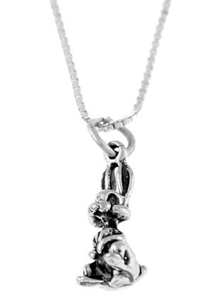 STERLING SILVER RABBIT/BUNNY CHARM & SS 16" BOX CHAIN SET