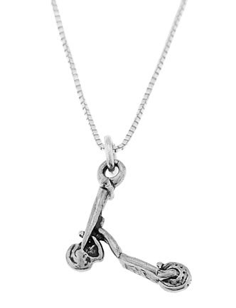STERLING SILVER SCOOTER CHARM WITH 18 inch BOX CHAIN NECKLACE