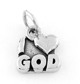 STERLING SILVER I LOVE GOD CHARM/PENDANT