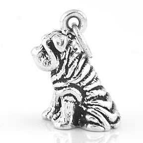 STERLING SILVER WRINKLE DOG / SHAR PEI CHARM/PENDANT