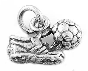 STERLING SILVER SOCCER SHOE AND BALL CHARM/ PENDANT