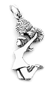 STERLING SILVER JUMPING CHEERLEADER CHARM/ PENDANT