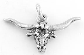 STERLING SILVER 925 LONG HORN BULL CHARM