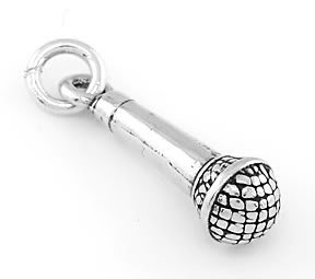 STERLING SILVER SINGER/ KARAOKE MICROPHONE CHARM