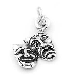 STERLING SILVER COMEDY TRAGEDY DRAMA MASK CHARM/ PENDANT