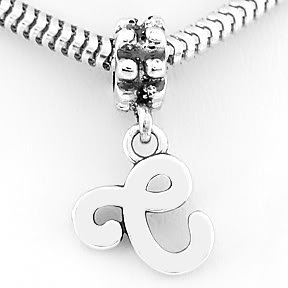 STERLING SILVER DANGLING FANCY LETTER C EUROPEAN BEAD