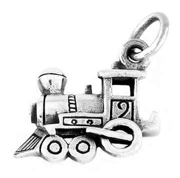 STERLING SILVER SMALL TRAIN ENGINE CHARM/PENDANT