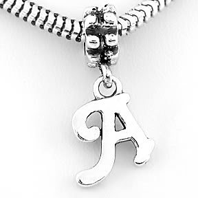 STERLING SILVER DANGLING FANCY LETTER A EUROPEAN BEAD