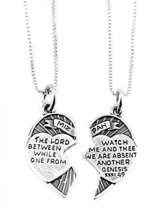 STERLING SILVER CHRISTIAN MIZPAH CHARM & 2 BOX CHAINS