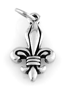 STERLING SILVER FLEUR DE LIS CHARM W/ 16" BOX CHAIN