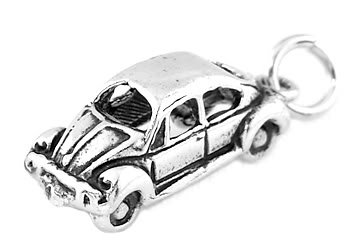STERLING SILVER CLASSIC BEETLE STYLE CAR CHARM/PENDANT