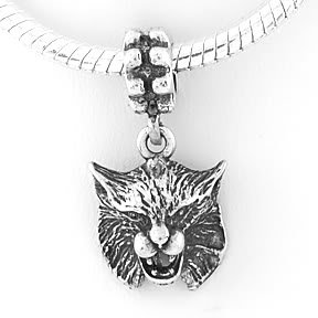 STERLING SILVER DANGLING BOBCAT EUROPEAN BEAD