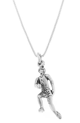 STERLING SILVER MALE RUNNER / MALE JOGGER CHARM WITH 16 inch BOX CHAIN NECKLACE