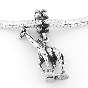 STERLING SILVER DANGLING GIRAFFE EUROPEAN BEAD