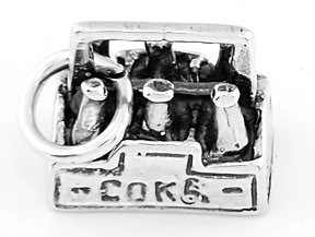 STERLING SILVER CARTON OF COKE BOTTLES CHARM/PENDANT